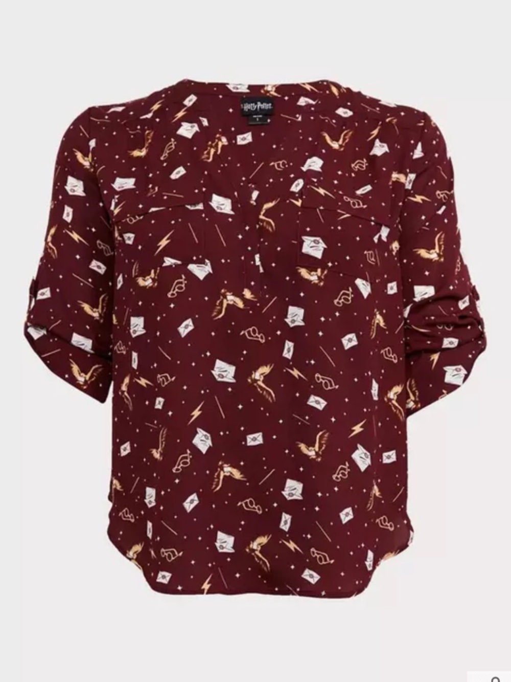 torrid Harry Potter Red Stars & Wands Georgette Harper Blouse